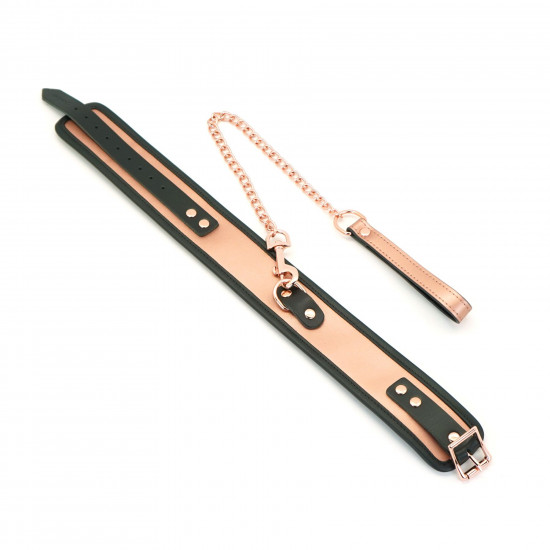 Широкий нашийник з повідцем Liebe Seele Rose Gold Memory Collar with Leash, натуральна шкіра Широкий нашийник з повідцем Liebe Seele Rose Gold Memory Collar with Leash, натуральна шкіра