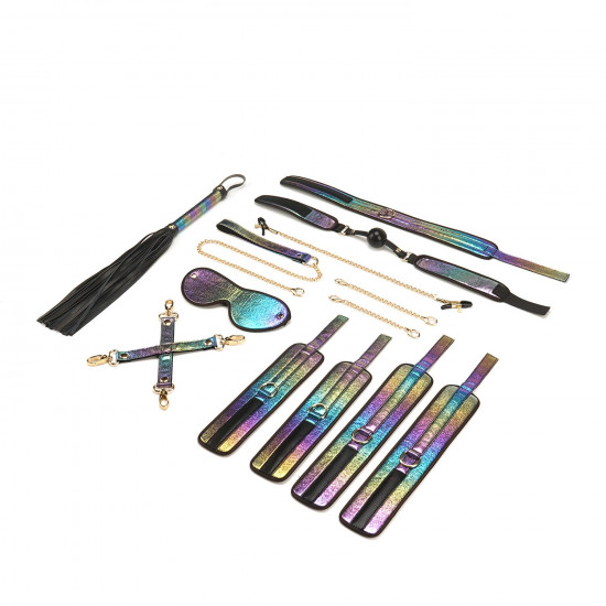 БДСМ-набір Liebe Seele Vivid Rainbow 8 Pieces Set, 8 аксесуарів, екошкіра на оксамитовій основі БДСМ-набір Liebe Seele Vivid Rainbow 8 Pieces Set, 8 аксесуарів, екошкіра на оксамитовій основі