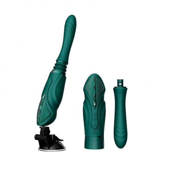 Компактна смарт секс-машина Zalo – Sesh Turquoise Green, 2 насадки, пульт ДК, кристал Swarovski Компактна смарт секс-машина Zalo – Sesh Turquoise Green, 2 насадки, пульт ДК, кристал Swarovski