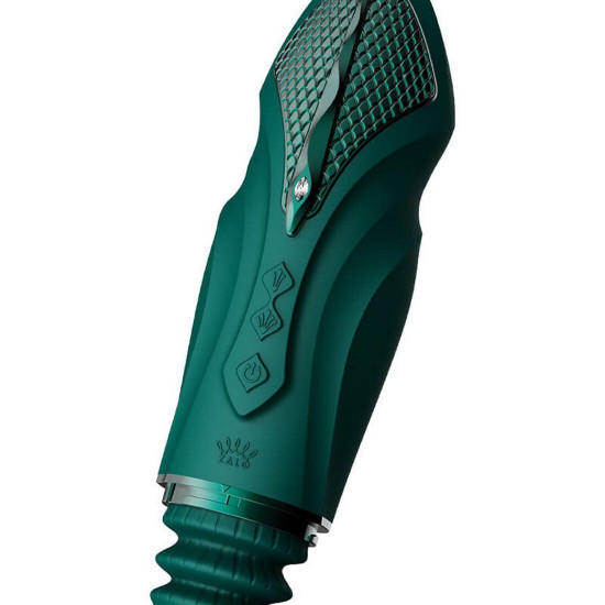 Компактна смарт секс-машина Zalo – Sesh Turquoise Green, 2 насадки, пульт ДК, кристал Swarovski Компактна смарт секс-машина Zalo – Sesh Turquoise Green, 2 насадки, пульт ДК, кристал Swarovski