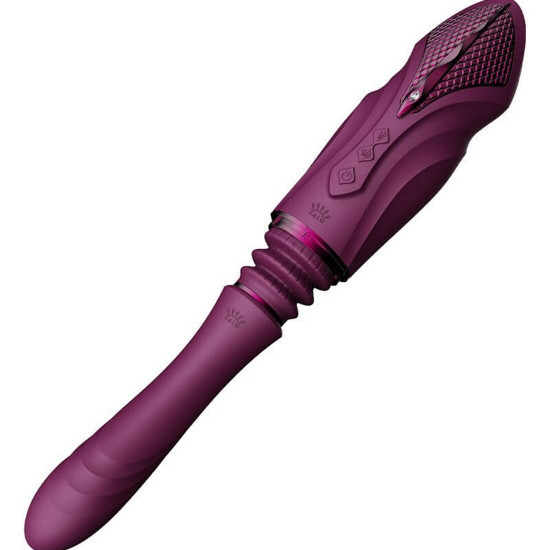 Компактна смарт секс-машина Zalo – Sesh Velvet Purple, 2 насадки, пульт ДК, кристал Swarovski Компактна смарт секс-машина Zalo – Sesh Velvet Purple, 2 насадки, пульт ДК, кристал Swarovski
