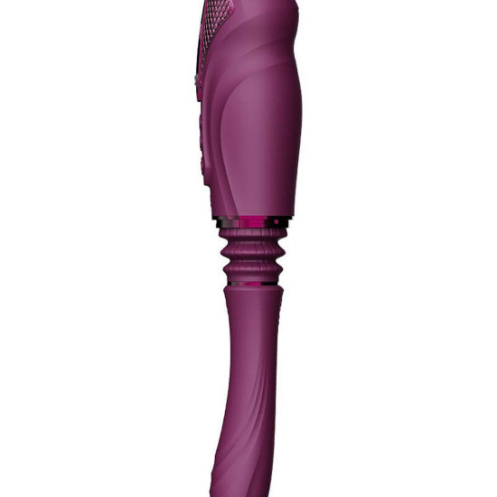 Компактна смарт секс-машина Zalo – Sesh Velvet Purple, 2 насадки, пульт ДК, кристал Swarovski Компактна смарт секс-машина Zalo – Sesh Velvet Purple, 2 насадки, пульт ДК, кристал Swarovski