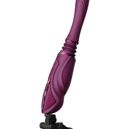 Компактна смарт секс-машина Zalo – Sesh Velvet Purple, 2 насадки, пульт ДК, кристал Swarovski Компактна смарт секс-машина Zalo – Sesh Velvet Purple, 2 насадки, пульт ДК, кристал Swarovski
