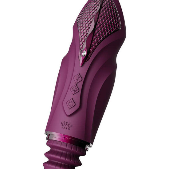Компактна смарт секс-машина Zalo – Sesh Velvet Purple, 2 насадки, пульт ДК, кристал Swarovski Компактна смарт секс-машина Zalo – Sesh Velvet Purple, 2 насадки, пульт ДК, кристал Swarovski