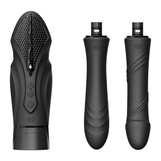 Компактна смарт секс-машина Zalo – Sesh Obsidian Black, 2 насадки, пульт ДК, кристал Swarovski Компактна смарт секс-машина Zalo – Sesh Obsidian Black, 2 насадки, пульт ДК, кристал Swarovski
