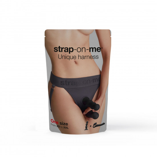 Трусики для страпона Strap-On-Me HARNAIS LINGERIE UNIQUE, One Size, сірі Трусики для страпона Strap-On-Me HARNAIS LINGERIE UNIQUE, One Size, сірі