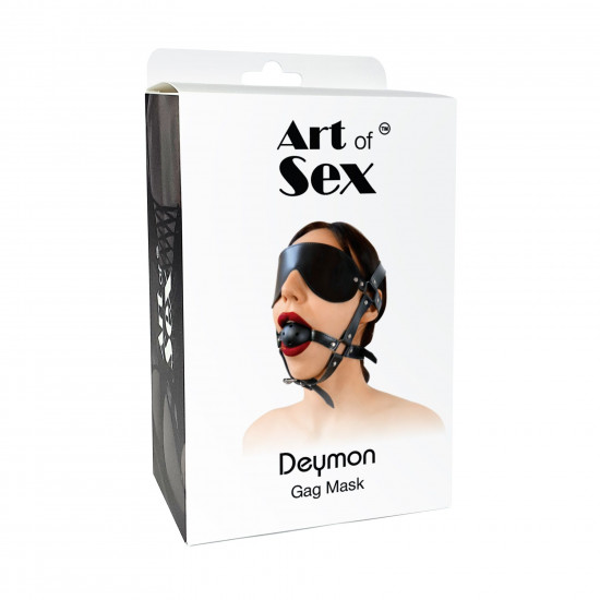 Кляп-маска Art of Sex - Deymon, екошкіра, колір чорний Кляп-маска Art of Sex - Deymon, екошкіра, колір чорний