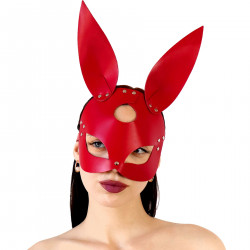 Шкіряна маска Зайчика Art of Sex - Bunny mask, колір Червоний
