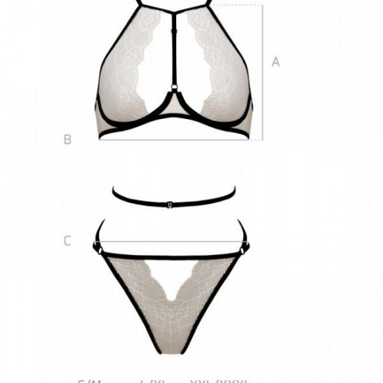 Комплект білизни Passion CHIKA SET, S/M, cream, топ, трусики Комплект білизни Passion CHIKA SET, S/M, cream, топ, трусики