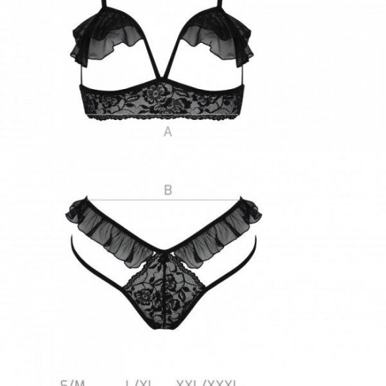 Еротичний комплект Passion DOLLY SET, S/M, black, з відкритими чашками Еротичний комплект Passion DOLLY SET, S/M, black, з відкритими чашками
