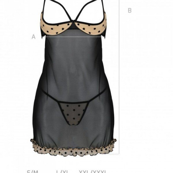 Еротичний пеньюар Passion MARINA CHEMISE, L/XL, beige Еротичний пеньюар Passion MARINA CHEMISE, L/XL, beige