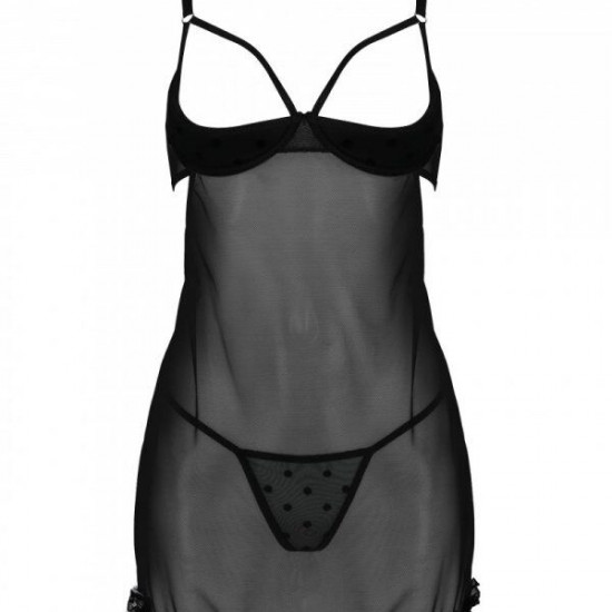 Еротичний пеньюар Passion MARINA CHEMISE, S/M, black Еротичний пеньюар Passion MARINA CHEMISE, S/M, black