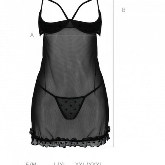 Еротичний пеньюар Passion MARINA CHEMISE, XXL/XXXL, black Еротичний пеньюар Passion MARINA CHEMISE, XXL/XXXL, black