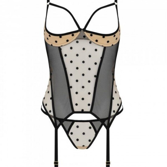 Корсет Passion MARINA CORSET, L/XL, beige, з відкритими чашками Корсет Passion MARINA CORSET, L/XL, beige, з відкритими чашками