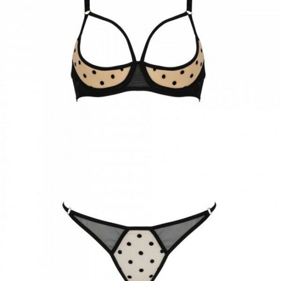 Еротичний комплект Passion MARINA SET WITH OPEN BRA, L/XL, beige, відкриті чашки Еротичний комплект Passion MARINA SET WITH OPEN BRA, L/XL, beige, відкриті чашки