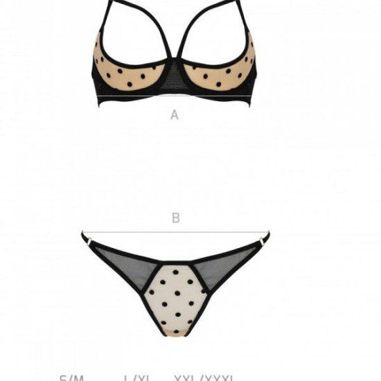 Еротичний комплект Passion MARINA SET WITH OPEN BRA, S/M, beige, відкриті чашки Еротичний комплект Passion MARINA SET WITH OPEN BRA, S/M, beige, відкриті чашки