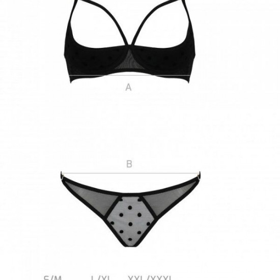 Еротичний комплект Passion MARINA SET WITH OPEN BRA, S/M, black, відкриті чашки Еротичний комплект Passion MARINA SET WITH OPEN BRA, S/M, black, відкриті чашки