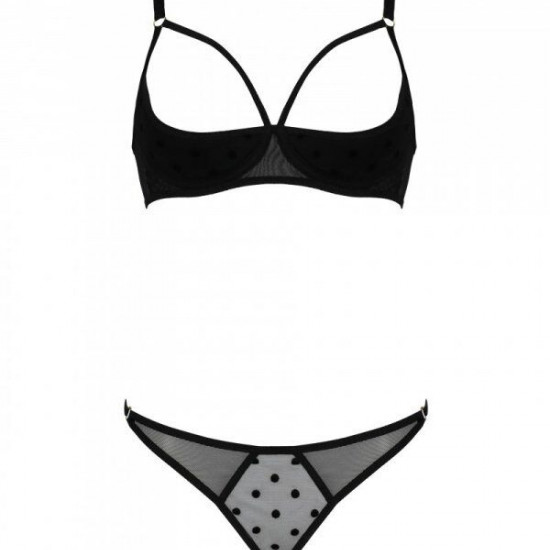 Еротичний комплект Passion MARINA SET WITH OPEN BRA, S/M, black, відкриті чашки Еротичний комплект Passion MARINA SET WITH OPEN BRA, S/M, black, відкриті чашки