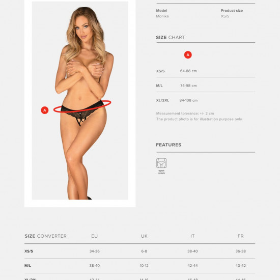 Трусики з доступом Obsessive Chemeris crotchless panties XL/2XL Трусики з доступом Obsessive Chemeris crotchless panties XL/2XL