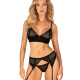 Комплект Obsessive Chemeris 3-pcs set XL/2XL, стрінги, пояс для панчіх, бюстгальтер Комплект Obsessive Chemeris 3-pcs set XL/2XL, стрінги, пояс для панчіх, бюстгальтер