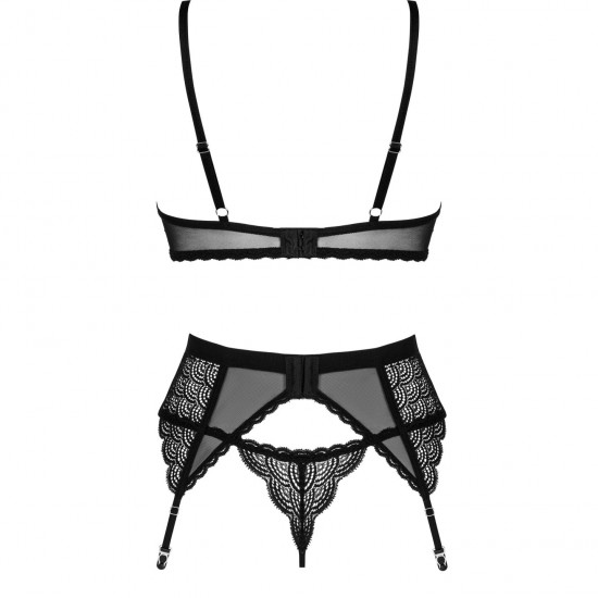 Комплект Obsessive Chemeris 3-pcs set XL/2XL, стрінги, пояс для панчіх, бюстгальтер Комплект Obsessive Chemeris 3-pcs set XL/2XL, стрінги, пояс для панчіх, бюстгальтер
