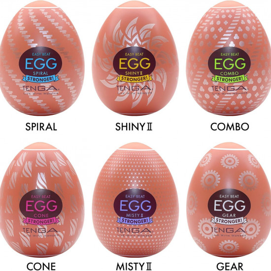 Набір мастурбаторів-яєць Tenga Egg Hard Boilded II Pack (6 яєць), щільний TPE, опукла текстура Набір мастурбаторів-яєць Tenga Egg Hard Boilded II Pack (6 яєць), щільний TPE, опукла текстура