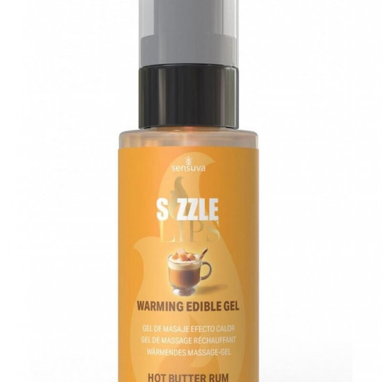 Зігрівальний масажний гель Sensuva — Sizzle Lips Butter Rum (59 мл), без цукру, їстівний Зігрівальний масажний гель Sensuva — Sizzle Lips Butter Rum (59 мл), без цукру, їстівний