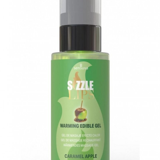 Согревающий массажный гель Sensuva Sizzle Lips Caramel Apple (59 мл), без сахара, съедобный