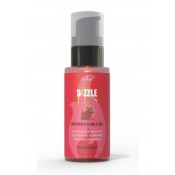 Зігрівальний масажний гель Sensuva Sizzle Lips Strawberry (59 мл), без цукру, їстівний