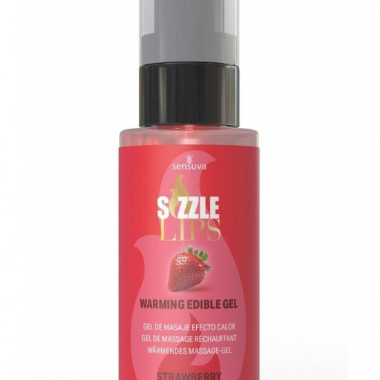 Зігрівальний масажний гель Sensuva Sizzle Lips Strawberry (59 мл), без цукру, їстівний Зігрівальний масажний гель Sensuva Sizzle Lips Strawberry (59 мл), без цукру, їстівний
