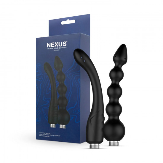 Набір анальних насадок для душу Nexus Advanced Shower Douche Duo Kit – Black, 2 шт Набір анальних насадок для душу Nexus Advanced Shower Douche Duo Kit – Black, 2 шт