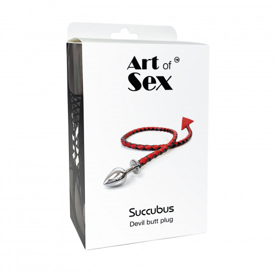 Металева анальна пробка L з диявольським хвостом Art of Sex - Succubus, екошкіра, чорний Металева анальна пробка L з диявольським хвостом Art of Sex - Succubus, екошкіра, чорний