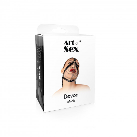 Маска з ланцюгами Art of Sex - Devon, натуральна шкіра, колір чорний Маска з ланцюгами Art of Sex - Devon, натуральна шкіра, колір чорний