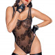 (SALE) Боді Noir Handmade F242 Tulle body with patterned flock embroidery - S (SALE) Боді Noir Handmade F242 Tulle body with patterned flock embroidery - S