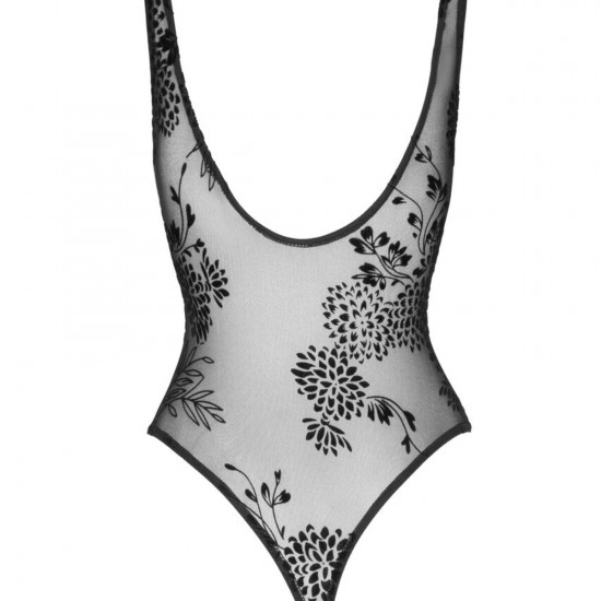 (SALE) Боді Noir Handmade F242 Tulle body with patterned flock embroidery - S (SALE) Боді Noir Handmade F242 Tulle body with patterned flock embroidery - S