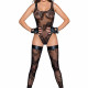 (SALE) Боді Noir Handmade F242 Tulle body with patterned flock embroidery - S (SALE) Боді Noir Handmade F242 Tulle body with patterned flock embroidery - S