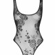 (SALE) Боді Noir Handmade F242 Tulle body with patterned flock embroidery - S (SALE) Боді Noir Handmade F242 Tulle body with patterned flock embroidery - S