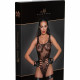 (SALE) Боді Noir Handmade F242 Tulle body with patterned flock embroidery - S (SALE) Боді Noir Handmade F242 Tulle body with patterned flock embroidery - S
