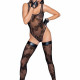 (SALE) Боді Noir Handmade F242 Tulle body with patterned flock embroidery - S (SALE) Боді Noir Handmade F242 Tulle body with patterned flock embroidery - S