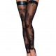 (SALE) Панчохи Noir Handmade F243 Tulle stockings with patterned flock embroidery - L (SALE) Панчохи Noir Handmade F243 Tulle stockings with patterned flock embroidery - L