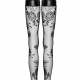 (SALE) Панчохи Noir Handmade F243 Tulle stockings with patterned flock embroidery - L (SALE) Панчохи Noir Handmade F243 Tulle stockings with patterned flock embroidery - L