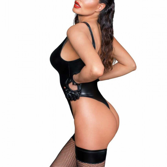 Боді Noir Handmade F244 Powerwetlook body with high cut bottom hem - L Боді Noir Handmade F244 Powerwetlook body with high cut bottom hem - L