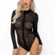 (SALE) Боді Noir Handmade F287 Leopard flock bodysuit with long sleeves - S (SALE) Боді Noir Handmade F287 Leopard flock bodysuit with long sleeves - S