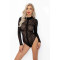 (SALE) Боді Noir Handmade F287 Leopard flock bodysuit with long sleeves - M