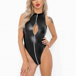 (SALE) Боді Noir Handmade F294 Powerwetlook bodysuit with front zipper - M