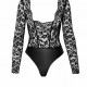 Боді Noir Handmade F296 Psyche bodysuit of lace and wetlook - S Боді Noir Handmade F296 Psyche bodysuit of lace and wetlook - S