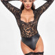 Боді Noir Handmade F296 Psyche bodysuit of lace and wetlook - S Боді Noir Handmade F296 Psyche bodysuit of lace and wetlook - S