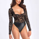 Боді Noir Handmade F296 Psyche bodysuit of lace and wetlook - L Боді Noir Handmade F296 Psyche bodysuit of lace and wetlook - L
