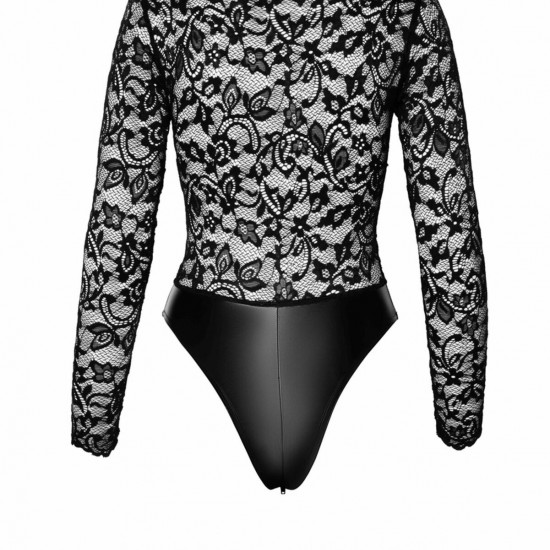 Боді Noir Handmade F296 Psyche bodysuit of lace and wetlook - XL Боді Noir Handmade F296 Psyche bodysuit of lace and wetlook - XL
