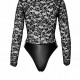 Боді Noir Handmade F296 Psyche bodysuit of lace and wetlook - XL Боді Noir Handmade F296 Psyche bodysuit of lace and wetlook - XL